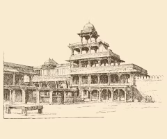 rajasthani-ancient-monument-traditional-architecture-hand-drawn-building-antique-temple-landscape_822713-33
